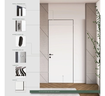 Скрытые двери Leoni Door 40 Грунт Короб AL Серебро